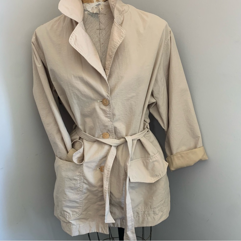 Vintage GAP Coat Women Medium Belted Jacket Chino Khaki Lightweight Coat Spring
